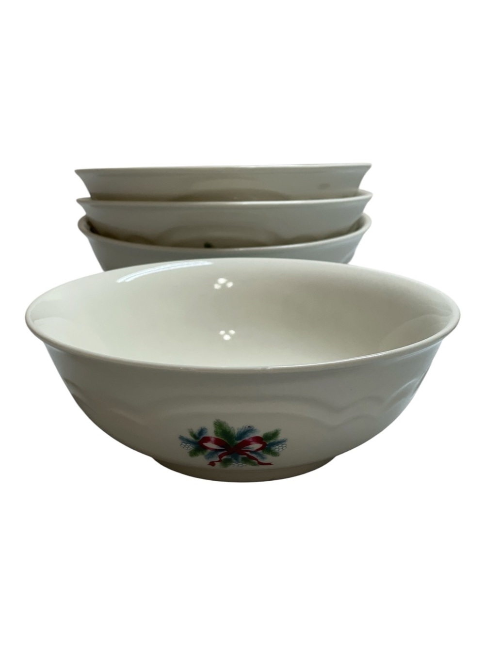 Vintage Pfaltzgraff Red Ribbons Christmas Bowls - Set of 4